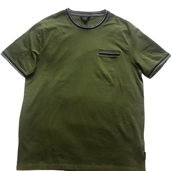 Ben Sherman Men's Short Sleeve Crew Neck Front Pocket T-Shirt Loden Green Large - Picture 1 of 11